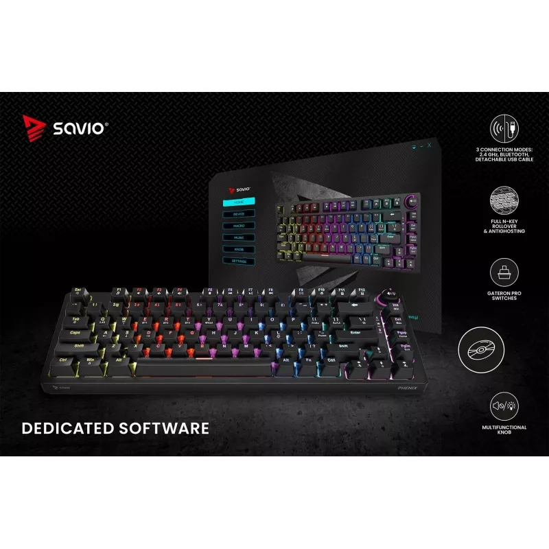 Savio Phenix SAVGK-RED Keyboard Gaming USB RF Wireless Bluetooth QWERTY
