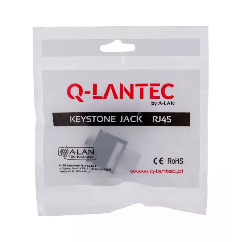 Keystone jack A-LAN MKB-U6-1 — RJ45 U/UTP Cat6, 22/26 AWG, black/white ABS housing