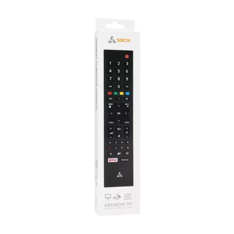 SBOX remote control RC-01407 — replacement remote for Grundig TVs, universal compatibility with multiple models