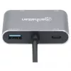 Manhattan USB-C Dock/Hub, Ports (x4): HDMI, USB-A, USB-C and VGA, with Power Delivery (PD) 87W- requires external USB-C charger (not included). USB powered (no external power supply required) when PD is not in use, Aluminium