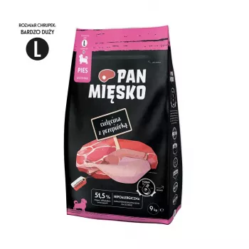 Pan Mięsko Cielęcina z przepiórką (szczeniak) chrupki L Dry Dog Food 9kg