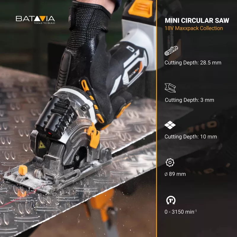 Batavia B.V. | 18V Cordless Mini Circular Saw 89mm, Without Battery and Charger