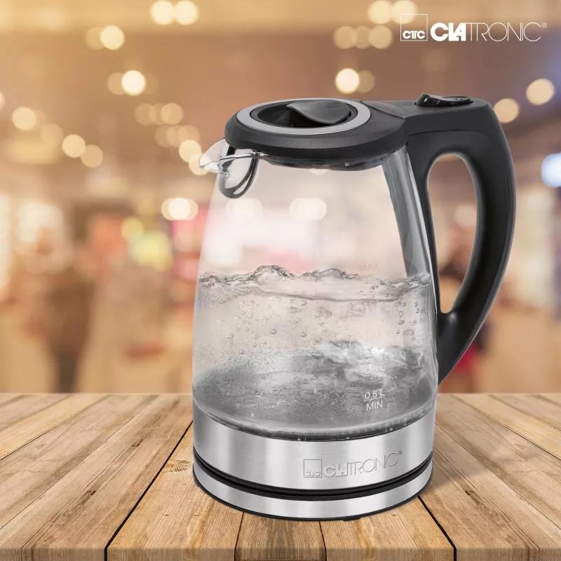 Electric kettle CLATRONIC WKS 3744 G — 1.7 L, 2200 W, stainless steel/plastic, water level indicator