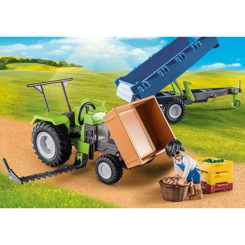 Playmobil Harvester Tractor with Trailer - Pretend Play & Imaginative Play for Ages 6 to 9 - Fat Brain Toys