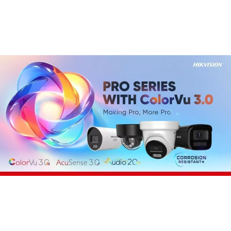 IP security camera Hikvision Pro Series ColorVu 8 MP Smart Hybrid Light fixed bullet DS-2CD2T87G3-LIS2UY/SL 2.8mm, 108.8° H, 30 fps, white