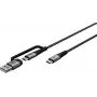 USB-C charging cable WENTRONIC Goobay 2in1, 2 m, extra durable, Space Grey/Silver