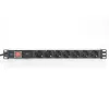 DIGITUS 1U Aluminum PDU with 7 Safety Outlets, 2m Cable, Switch, Surge Protection