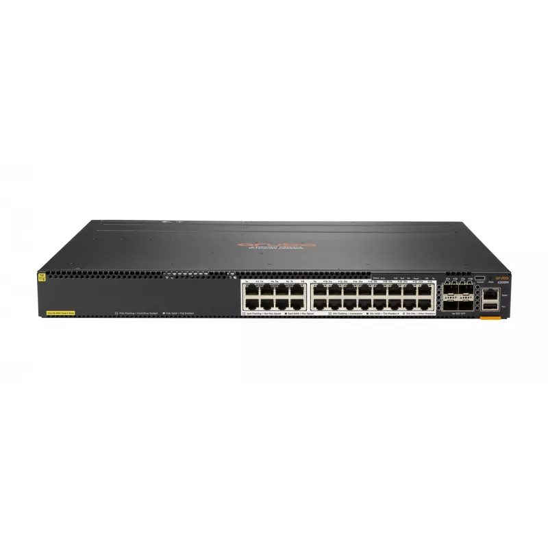 Hewlett Packard Enterprise HPE Aruba 6300M - Switch - L3 - managed - 24 x 1/2,5/5/10GBase-T + 4 x 1 Gigabit / 10 Gigabit / 25 Gigabit / 50 Gigabit SFP56 (Uplink / Stacking) - Front