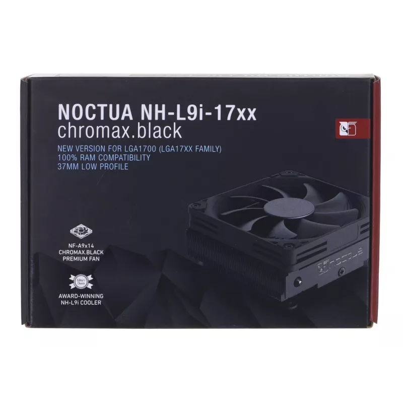 CPU Cooler Noctua NH-L9I-17XX chromax.black — Low-profile LGA1700 cooler, 92 mm fan, 37 mm height