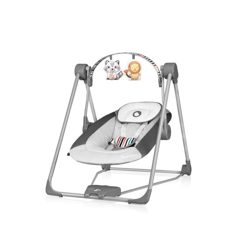 Baby bouncer Lionelo OTTO COZY GREY — compact infant bouncer, soft seat, safety harness