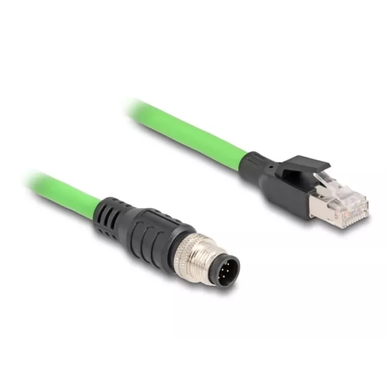 Network Cable DeLOCK M12 Cable A-coded 8 pin male to RJ45 male PUR (TPU) 1 m