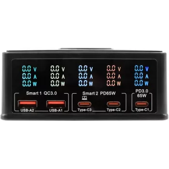 Multiport charger Exsys EX-1106 160W, black, multiple USB output ports