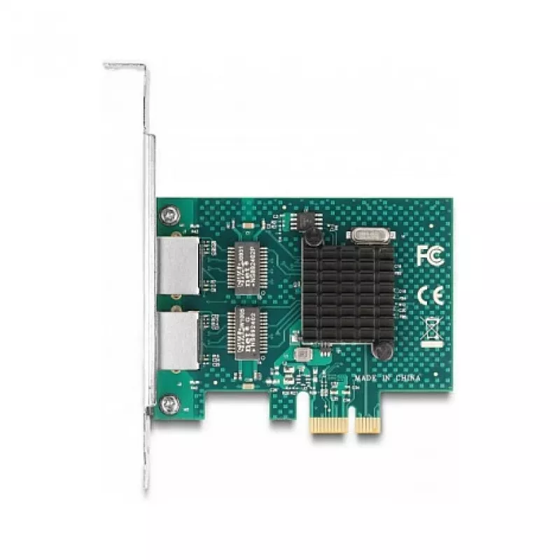 DeLOCK PCI Express x1 Card to 2 x RJ45 Gigabit LAN BCM Grey