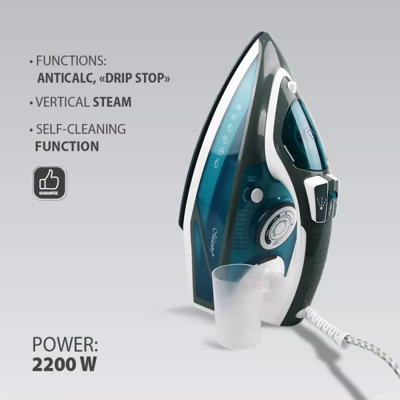 Steam iron Maestro MR-304C, 2200W, white/blue — steam iron for home use