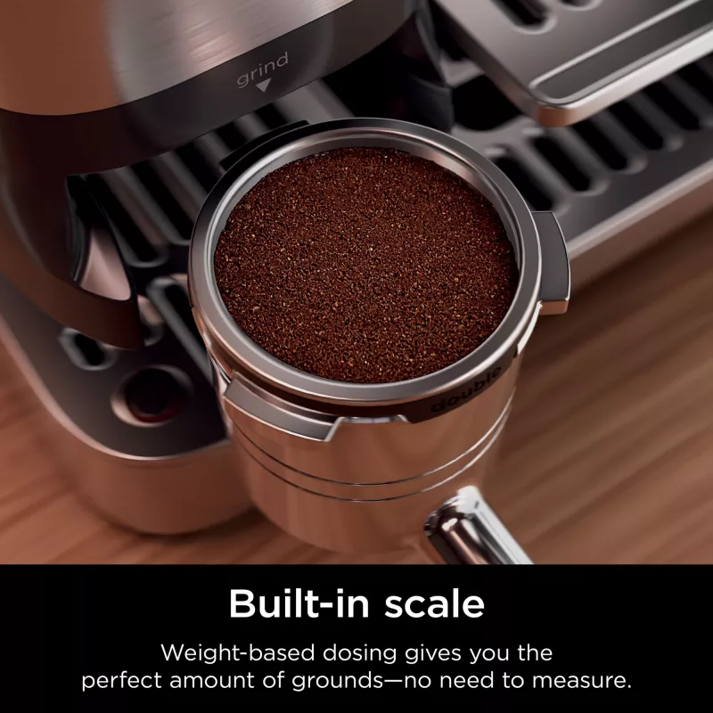 Espresso machine Ninja ES701EU — semi-auto coffee/espresso, built-in grinder, 2 L water tank, 1650 W, 25 grinder settings, milk tank, 14 bar pump