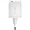 USB-C Fast Charger Nano, PD, GaN, 65 Watt (White, 1x USB-A, 2x USB-C PD, Charge 3.0)