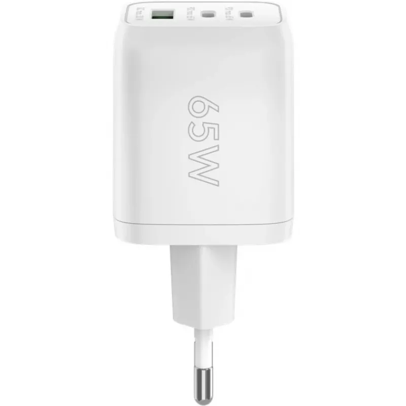 USB-C Fast Charger Nano, PD, GaN, 65 Watt (White, 1x USB-A, 2x USB-C PD, Charge 3.0)