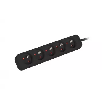 Lanberg PS0-05E-0300-BK Extension Cable 3 M 5 AC-Outputs Indoor Black (PS0-05E-0300-BK)