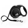 Retractable dog lead Flexi Black Design M, tape leash, 5 m, for medium breeds (10–25 kg), max load 20 kg