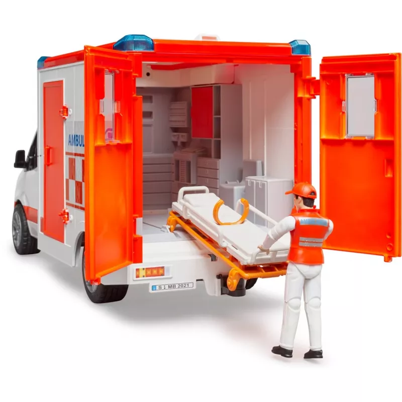 Bruder 1/16 Mercedes-Benz Sprinter Ambulance with Driver by Mercedes-Benz Sprinter Autotransporter with Roadster by Ages 4 Years +