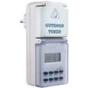 Digital Timer Switch AS Schwabe 24033 — programmable outlet timer, max 3500 W, IP44 splash-proof