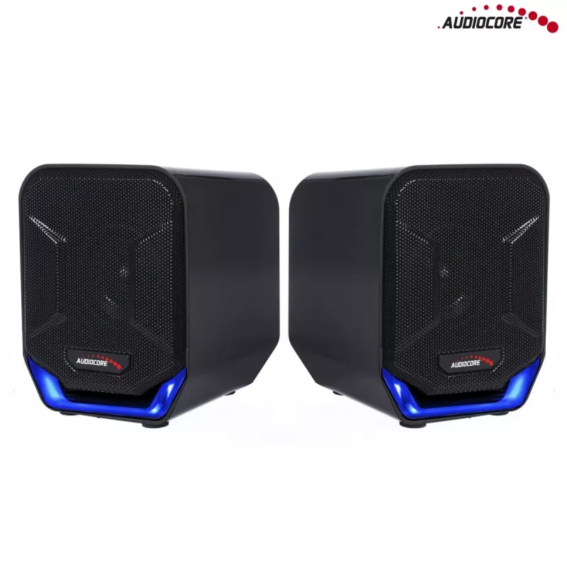 Audiocore AC865B 2.0 USB Computer Speakers, 6 W, Black/Blue