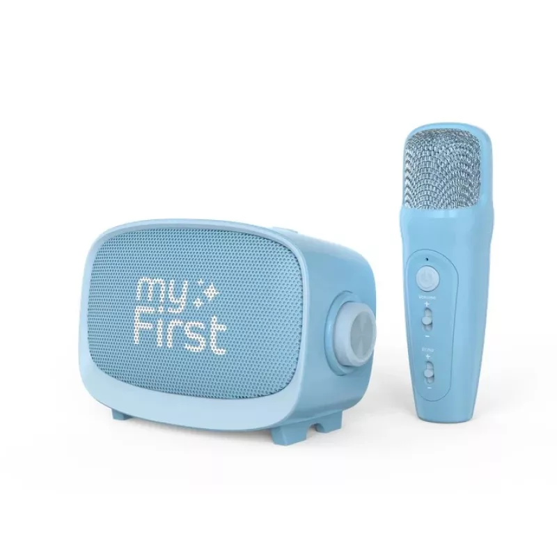 Children's portable speaker myFirst Voice 2 by myFirst — blue, battery-powered wireless speaker with microphone support