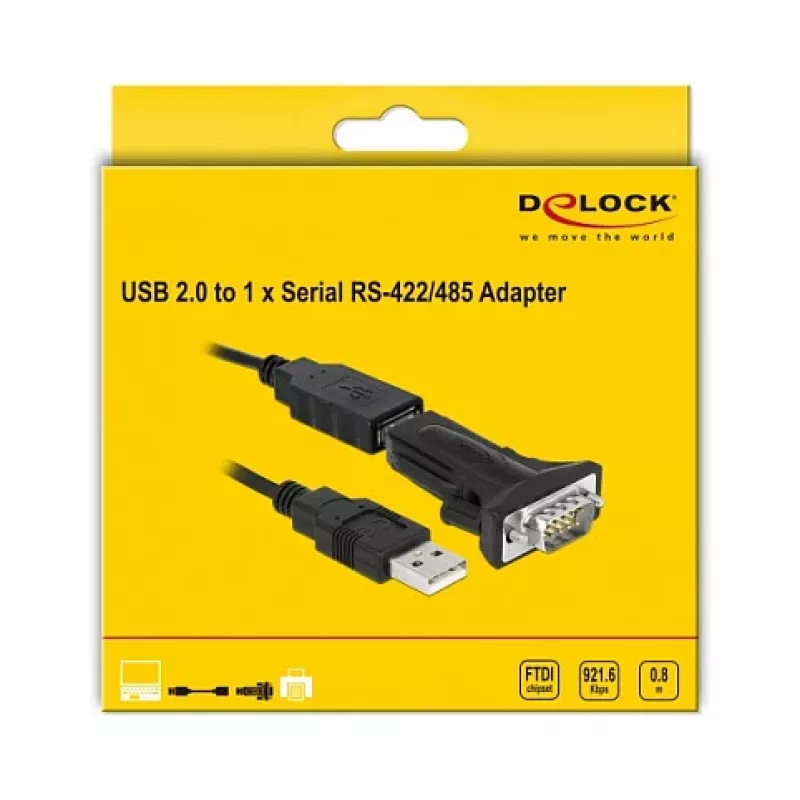 Serial Cable DeLOCK 66286 USB Type-A DB-9 Black 0.8 m