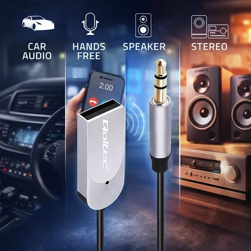 Wireless audio receiver adapter QOLTEC HiFi BT6.0 2xRC – Bluetooth audio receiver for speakers and car stereo