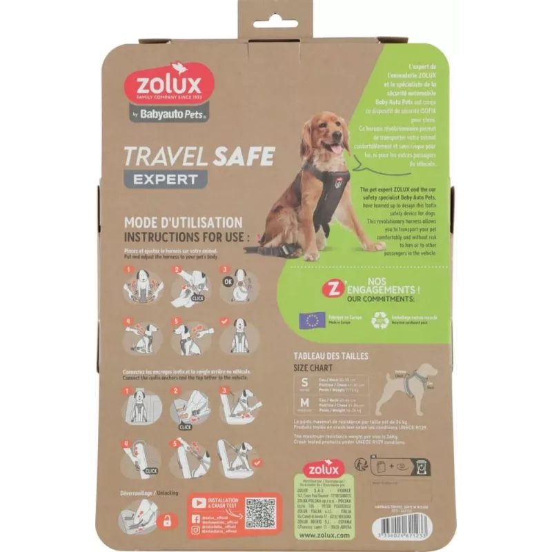 Dog Harness ZOLUX TRAVEL SAFE M, size M, red