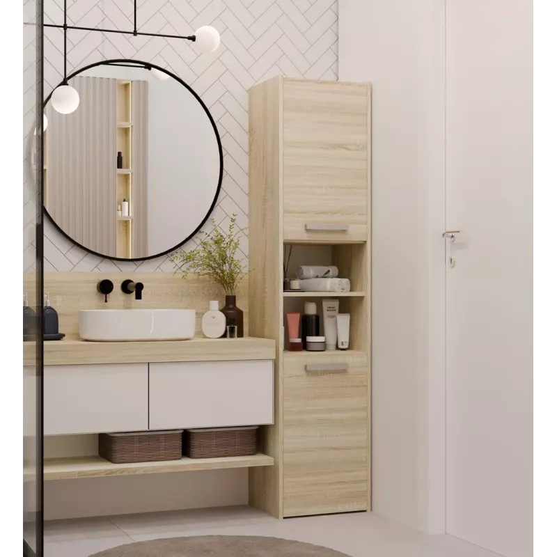 Bathroom storage cabinet top e shop S40 SONOMA — Oak frame, freestanding, 6 shelves, 400×300×1700 mm