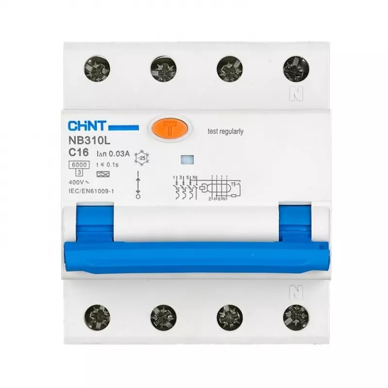 RCBO circuit breaker Chint NB310L/3N 3P+N C32 30mA residual current and overcurrent protection
