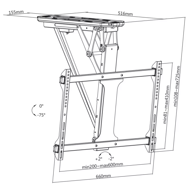 Electric ceiling TV mount MACLEAN MC-880 for 32–70 inch TVs, max 35 kg, VESA up to 600×400