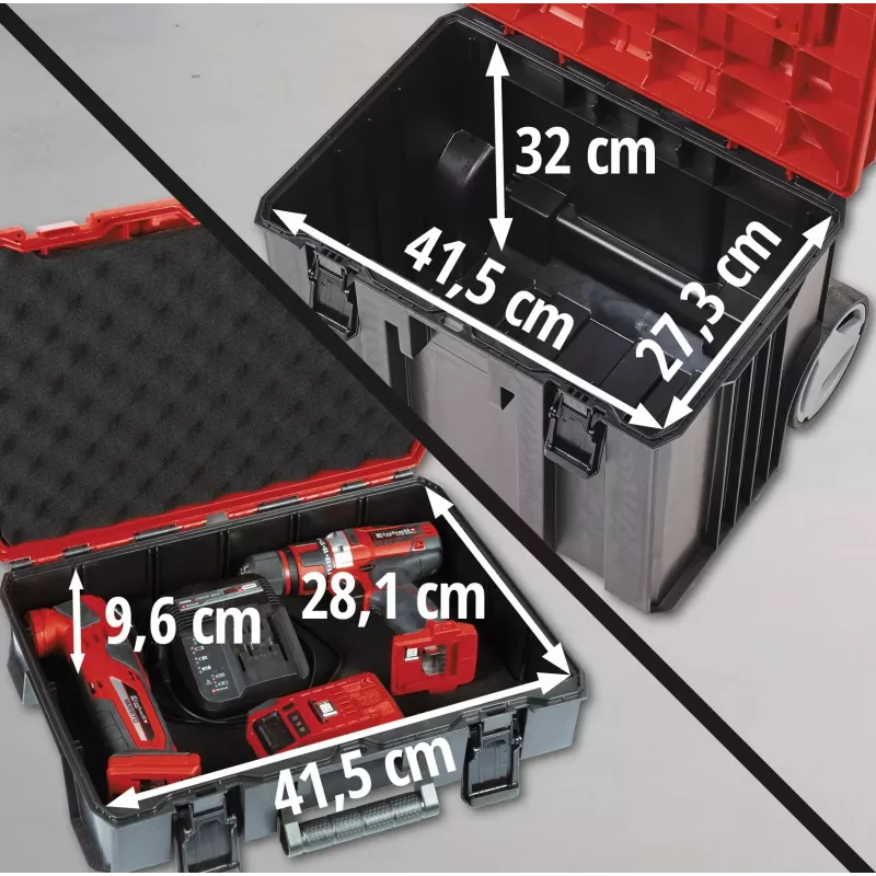 Tool Case Einhell E-Case Tower Black Red Polypropylene Heat Splash Resistant