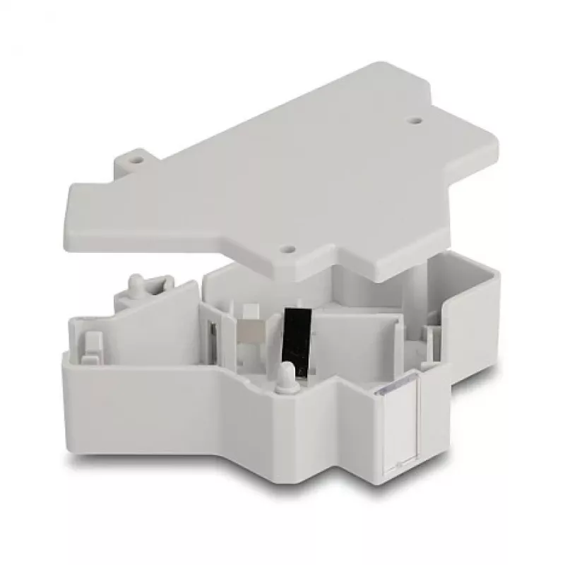 Snap-in Keystone Holder for DIN rail DELOCK 67043 — plastic, grounded, 60×88.2×21.5 mm, grey