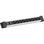 Power strip Bachmann CONNECTUS with 9× CEE7/3 sockets, 1× switch, 2.0 m cord, CEE7/7 plug, grey