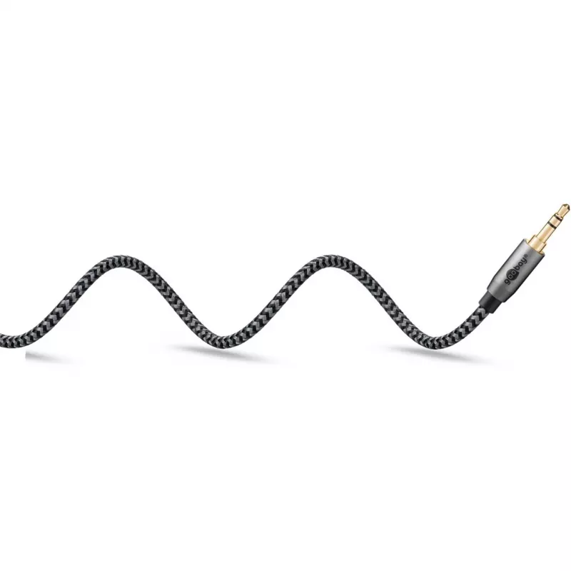 Plus Audio Connection Cable AUX 3,5mm stereo (black/Silver, 2 Meter)