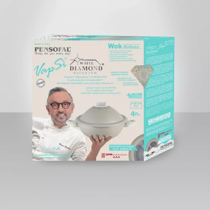 Cookware Pensofal White Diamond Vapsi 24 cm pot with two handles and lid
