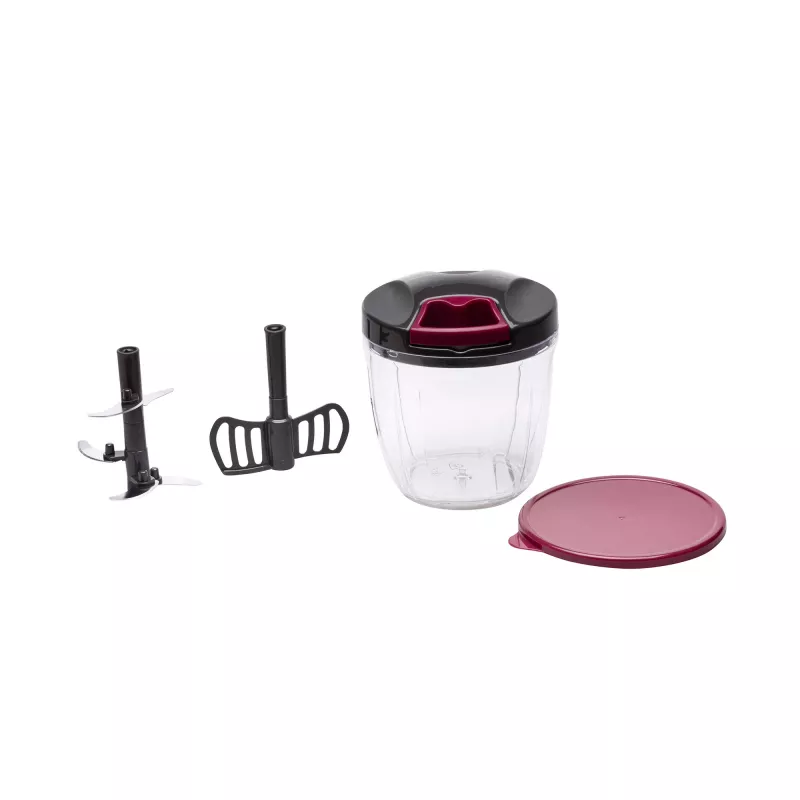 Manual food chopper Jata HMAQ4506 capacity 0.9 L stainless steel blades 140 mm height 12.5 cm diameter Black Red Transparent