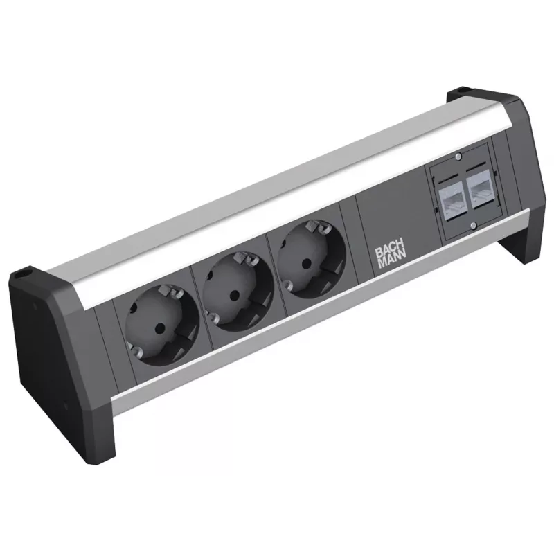 Power extension Bachmann Desk 1 3 AC outlets Black
