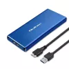 SSD enclosure QOLTEC 51832 — external M.2 SATA, USB 3.0, up to 2TB, blue, supports 30 mm drives, 4 slots