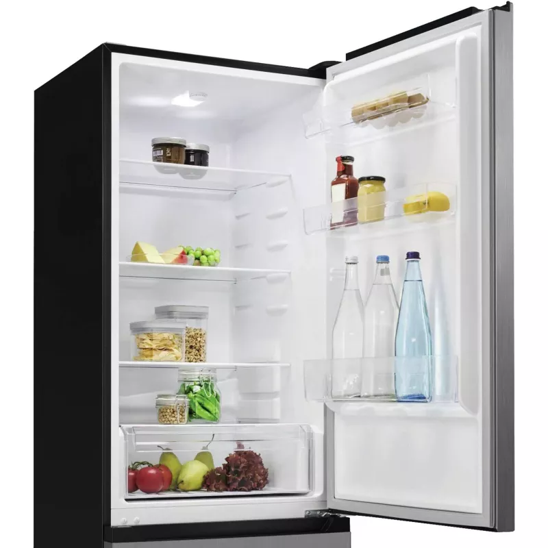 Freestanding fridge BOMANN KG 7357, 315 L total (219 L fridge, 96 L freezer), stainless steel, LED light, 40 dB