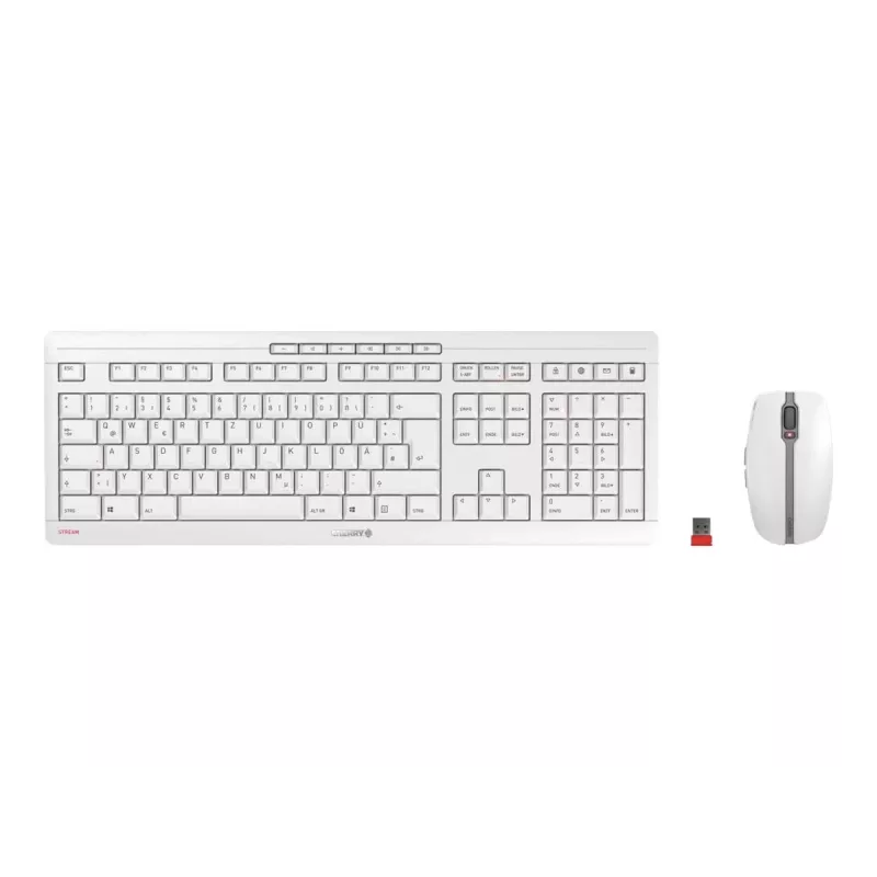 CHERRY Stream Desktop keyboard Mouse included Office RF Wireless QWERTZ German White