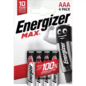 Energizer Batteries Alkaline Max Aaa LR03, 4 Pieces, Eco Packaging