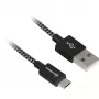 USB 2.0 Cable, USB-A Plug > Micro-USB Plug (black/Grey, 0,5 Meter, Sleeved)