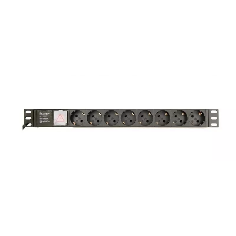 Power distribution unit GEMBIRD EG-PDU-014 — 8× Type F outlets, 16 A, 3 m cable, 1U rack, 3680 W, black