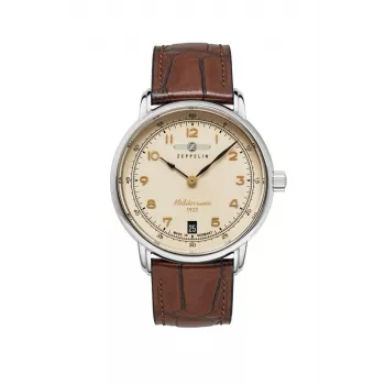 Wristwatch Zeppelin Mediterranee 96415, analog 36 mm stainless case, leather strap