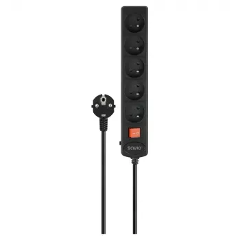 Power strip SAVIO LZ-17 — 5-way, 3 m cable, grounded sockets