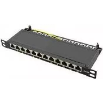 LogiLink - Patch Panel - rack-mountable - RJ-45 X 12 - Black, RAL 9005 - 0.5U - 25.4 cm (10)