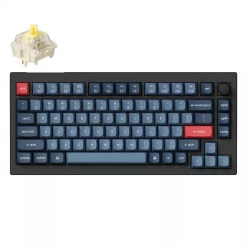 Keychron V1 Max Keyboard Universal USB RF Wireless Bluetooth Black Grey 75% Mechanical